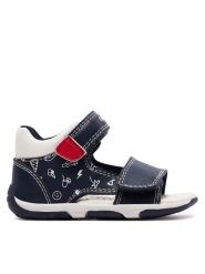 Geox Sandały B Sandal Tapuz Boy B450XB 000BC C0735 Granatowy. Niebieskie sandały chłopięce Geox, ze skóry, bez zapięcia. Za 149.99 zł.