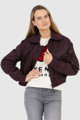 KENZO Bordowa kurtka bomberka damska boke flower. Czerwone kurtki damskie Kenzo, s, bez wzorów, bez kaptura. W wyprzedaży za 1,999.99 zł.