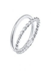 Elli Damski zestaw 2 częściowy Twisted Basic ze srebra próby 925 Sterling Silver Pierścionki 1 ct. Szare pierścionki damskie Elli, srebrne. Za 241.39 zł.