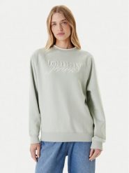 Tommy Jeans Bluza Script DW0DW21196 Zielony Regular Fit. Zielone bluzy damskie Tommy Jeans, xl, bez wzorów, z bawełny, bez kaptura. Za 369.99 zł.