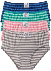 Figi maxi z miękką bawełną (4 pary). Niebieskie figi bonprix, bez wzorów, z bawełny. Za 64.99 zł.