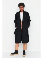 Trendyol Płaszcz przejściowy w kolorze czarnym rozmiar: 36. Czarne płaszcze damskie Trendyol, bez wzorów, z tkaniny, bez kaptura. Za 65.99 zł.