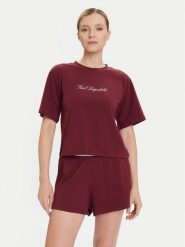 KARL LAGERFELD Piżama A4W45012 Bordowy Regular Fit. Czerwone piżamy damskie KARL LAGERFELD, bez wzorów, z bawełny, bez ramiączek. Za 309.99 zł.