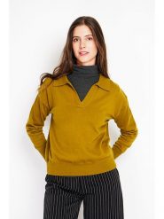 ASSUILI Sweter w kolorze musztardowym rozmiar: 42. Żółte swetry klasyczne damskie Assuili, bez kołnierzyka. Za 113.99 zł.