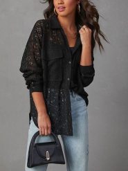 Milan Kiss Koszula w kolorze czarnym rozmiar: M. Czarne koszule damskie Milan Kiss, m, bez wzorów, z koronki, bez kołnierzyka, bez ramiączek. Za 152.99 zł.