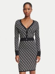 Guess Sukienka dzianinowa W6BK23 Z1422 Czarny Slim Fit. Czarne sukienki damskie Guess, z aplikacjami, z dzianiny, bez ramiączek. Za 524.99 zł.