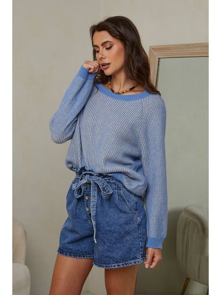 Joséfine Sweter "Barcs" w kolorze niebieskim rozmiar: XL. Niebieskie swetry klasyczne damskie Joséfine, xl, z kaszmiru, bez kołnierzyka. Za 135.49 zł.