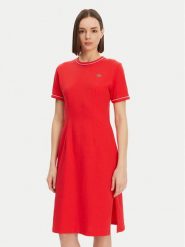 Lacoste Sukienka codzienna EF9988 Czerwony Slim Fit. Czerwone sukienki damskie Lacoste, bez wzorów, z bawełny, bez ramiączek. Za 429.99 zł.