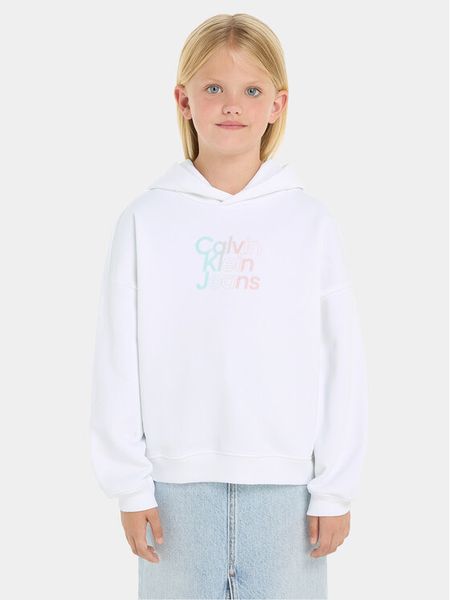 Calvin Klein Jeans Bluza Gradient IG0IG02422 D Biały Relaxed Fit. Białe bluzy dziewczęce Calvin Klein Jeans, bez wzorów, z bawełny, bez ramiączek, bez kaptura. Za 199.99 zł.