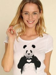 WOOOP Koszulka "Love Panda" w kolorze białym rozmiar: XL. Białe koszulki damskie Wooop, xl, bez wzorów, z bawełny, bez kołnierzyka, bez ramiączek. Za 56.99 zł.