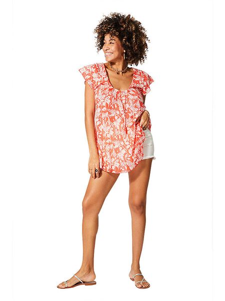 Aller Simplement Bluzka w kolorze pomarańczowo-białym rozmiar: 38/40. Białe bluzki damskie Aller Simplement, bez wzorów, klasyczne, bez kołnierzyka, bez ramiączek. Za 70.57 zł.