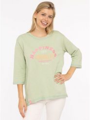 Zwillingsherz Koszulka "Smile" w kolorze zielonym rozmiar: XXL. Zielone bluzki damskie Zwillingsherz, xxl, bez wzorów, bez kołnierzyka, bez ramiączek. Za 113.99 zł.