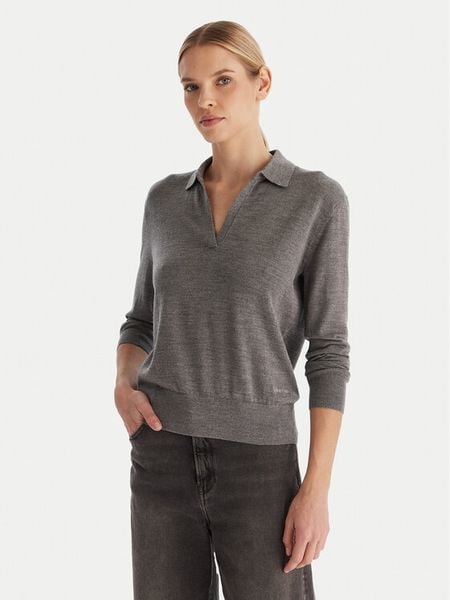 Calvin Klein Sweter LV044A305G Szary Regular Fit. Szare swetry klasyczne damskie Calvin Klein, l, z syntetyku, bez kołnierzyka. Za 469.99 zł.