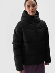 4F Kurtka puchowa z wypełnieniem syntetycznym damska - czarna XL. Czarne kurtki damskie 4F, na zimę, xl, bez wzorów, z dzianiny, bez kaptura. Za 399.99 zł.