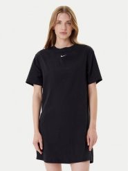 Nike Sukienka codzienna DV7882 Czarny Relaxed Fit. Czarne sukienki damskie Nike, bez wzorów, z bawełny, bez ramiączek. Za 229.99 zł.