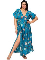 Aller Simplement Sukienka w kolorze niebieskim rozmiar: 54-58. Niebieskie sukienki damskie Aller Simplement, bez wzorów, z bawełny, bez ramiączek. Za 100.99 zł.