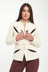 Żakiet z krepy z dwukolorowym wycięciem ELISABETTA FRANCHI. Marynarki i żakiety damskie Elisabetta Franchi, bez wzorów. Za 2,339.00 zł.