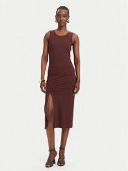 Patrizia Pepe Sukienka codzienna 2A3081/JZ26-B887 Brązowy Slim Fit. Brązowe sukienki damskie Patrizia Pepe, bez wzorów, z syntetyku, bez ramiączek. Za 1,149.00 zł.