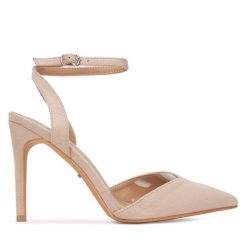 Szpilki DeeZee. Brązowe szpilki damskie DeeZee, bez wzorów, bez obcasa, na szpilce, bez zapięcia. Za 129.99 zł.