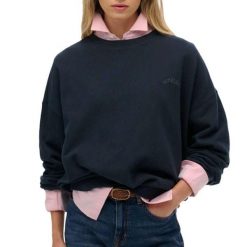 Bluza damska Superdry Essential Logo Gd. Czarne bluzy damskie Superdry, bez wzorów, bez kaptura. Za 288.40 zł.