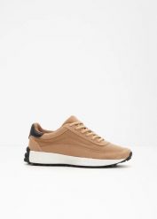 Sneakersy. Brązowe obuwie sportowe casual damskie bonprix, z materiału, bez zapięcia. Za 129.99 zł.