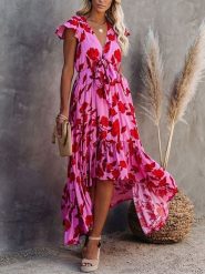 Milan Kiss Sukienka w kolorze różowo-czerwonym rozmiar: XL. Różowe sukienki damskie Milan Kiss, bez wzorów, bez ramiączek. Za 153.34 zł.