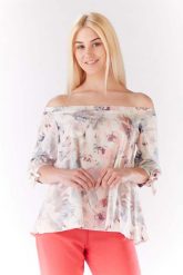 Bluzka z Dekoltem Carmen w Jasne Kwiaty. Bluzki damskie Lou-Lou, l, bez wzorów, z elastanu, bez kołnierzyka, bez ramiączek. Za 132.90 zł.