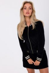Bluza Bomberka z Weluru - Czarna. Czarne bluzy damskie MOE, l, bez wzorów, z bawełny, bez kaptura. Za 344.90 zł.