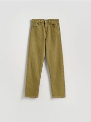 Jeansy straight fit - zielony. Zielone jeansy damskie Reserved. Za 139.99 zł.