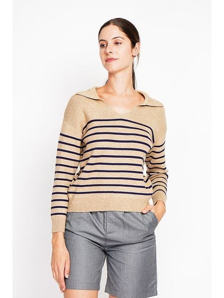 William de Faye Sweter w kolorze granatowo-karmelowym rozmiar: 42. Brązowe swetry klasyczne damskie William de Faye, bez kołnierzyka. Za 104.99 zł.