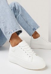 Białe Sneakersy na Platformie Spoola. Białe obuwie sportowe damskie Born2be, bez zapięcia. Za 69.99 zł.
