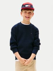 Tommy Hilfiger Sweter KB0KB09756 Granatowy Regular Fit. Niebieskie swetry chłopięce Tommy Hilfiger, z bawełny, bez kołnierzyka. Za 219.99 zł.