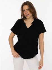 Zwillingsherz Muślinowa bluzka w kolorze czarnym rozmiar: onesize. Czarne bluzki damskie Zwillingsherz, bez wzorów, z bawełny, bez kołnierzyka, bez ramiączek. Za 82.99 zł.