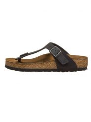 Birkenstock Skórzane japonki "Gizeh" w kolorze czarnym rozmiar: 37. Czarne klapki damskie Birkenstock, bez wzorów, z otwartym noskiem, bez obcasa, bez zapięcia. Za 516.45 zł.