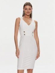 Rinascimento Sukienka koktajlowa CFC0019370002 Biały Regular Fit. Białe sukienki damskie Rinascimento, bez wzorów, z syntetyku, wizytowe, bez ramiączek. Za 559.99 zł.