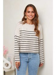 Soft Cashmere Sweter w kolorze beżowo-czarnym rozmiar: 34/36. Brązowe swetry klasyczne damskie Soft Cashmere, bez kołnierzyka. Za 91.99 zł.