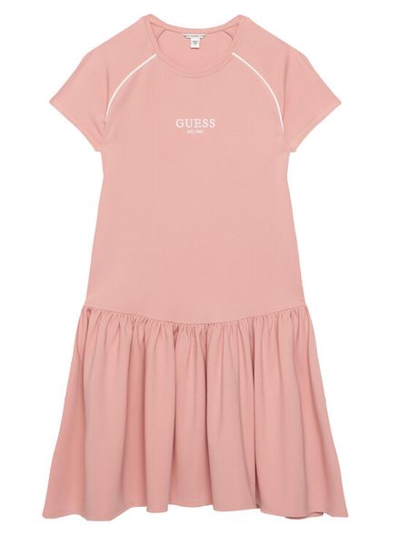 Guess Sukienka codzienna J6RK02 KCY62 Różowy Regular Fit. Czerwone sukienki dziewczęce Guess, z aplikacjami, z syntetyku, bez ramiączek, proste. Za 289.99 zł.