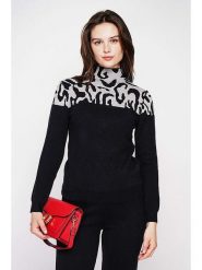 C& Jo Sweter w kolorze czarno-białym rozmiar: 40. Białe swetry klasyczne damskie C& Jo, ze splotem, bez kołnierzyka. Za 140.20 zł.