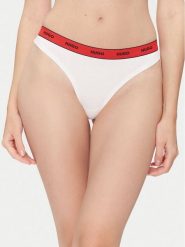 HUGO Stringi Thong Stripe Pyp 50545700 Biały. Białe stringi Hugo, bez wzorów, z bawełny. Za 69.99 zł.