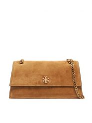 Tory Burch Torebka Kira Turnlock Suede Shoulder Bag 178857 Brązowy. Brązowe torebki klasyczne damskie Tory Burch, ze skóry, bez dodatków. Za 2,754.00 zł.