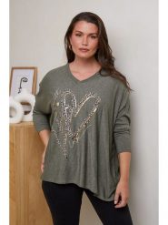 Curvy Lady Sweter w kolorze zielonym rozmiar: 48/50. Zielone swetry klasyczne damskie Curvy Lady, z bawełny, bez kołnierzyka. Za 100.99 zł.