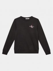 Calvin Klein Jeans Bluza Monogram IU0IU00397 Czarny Regular Fit. Czarne bluzy dziewczęce Calvin Klein Jeans, bez wzorów, z bawełny, bez ramiączek, bez kaptura. Za 289.99 zł.