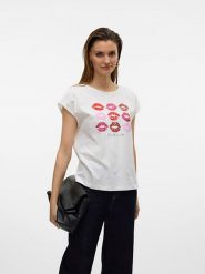 Vero Moda Koszulka w kolorze białym rozmiar: M. Białe bluzki damskie Vero Moda, m, bez wzorów, z bawełny, bez kołnierzyka, bez ramiączek. Za 63.95 zł.