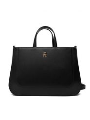 Tommy Hilfiger Torebka Th Glam Satchel AW0AW18145 Czarny. Czarne torebki klasyczne damskie Tommy Hilfiger, ze skóry, bez dodatków. Za 699.99 zł.