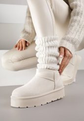 Beżowe Wsuwane Śniegowce z Futerkowym Ociepleniem na Platformie Eslin. Brązowe śniegowce damskie Renee, z dresówki. Za 59.99 zł.