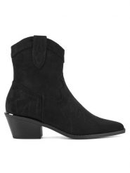 DeeZee Kowbojki HY80057-2 Czarny. Czarne botki damskie DeeZee, z materiału, bez obcasa, na słupku, bez zapięcia. Za 179.99 zł.