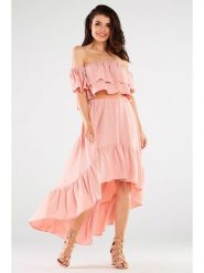 Awama Spódnica w kolorze jasnoróżowym rozmiar: L/XL. Różowe spódnice damskie Awama, l, bez wzorów, midi. Za 159.99 zł.