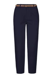 Bawełniane spodnie R-LANA. Niebieskie spodnie materiałowe damskie Volcano, bez wzorów, z bawełny. Za 149.99 zł.