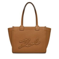 Torebka KARL LAGERFELD. Brązowe shopper bag KARL LAGERFELD, bez wzorów, bez dodatków. Za 799.99 zł.