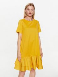 Weekend Max Mara Sukienka codzienna Vanna 2356210331 Żółty Regular Fit. Żółte sukienki damskie Weekend Max Mara, bez wzorów, z bawełny, bez ramiączek. Za 559.99 zł.